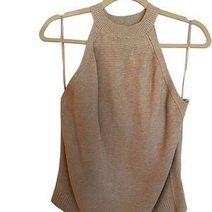 Beige Sleeveless Knit Top